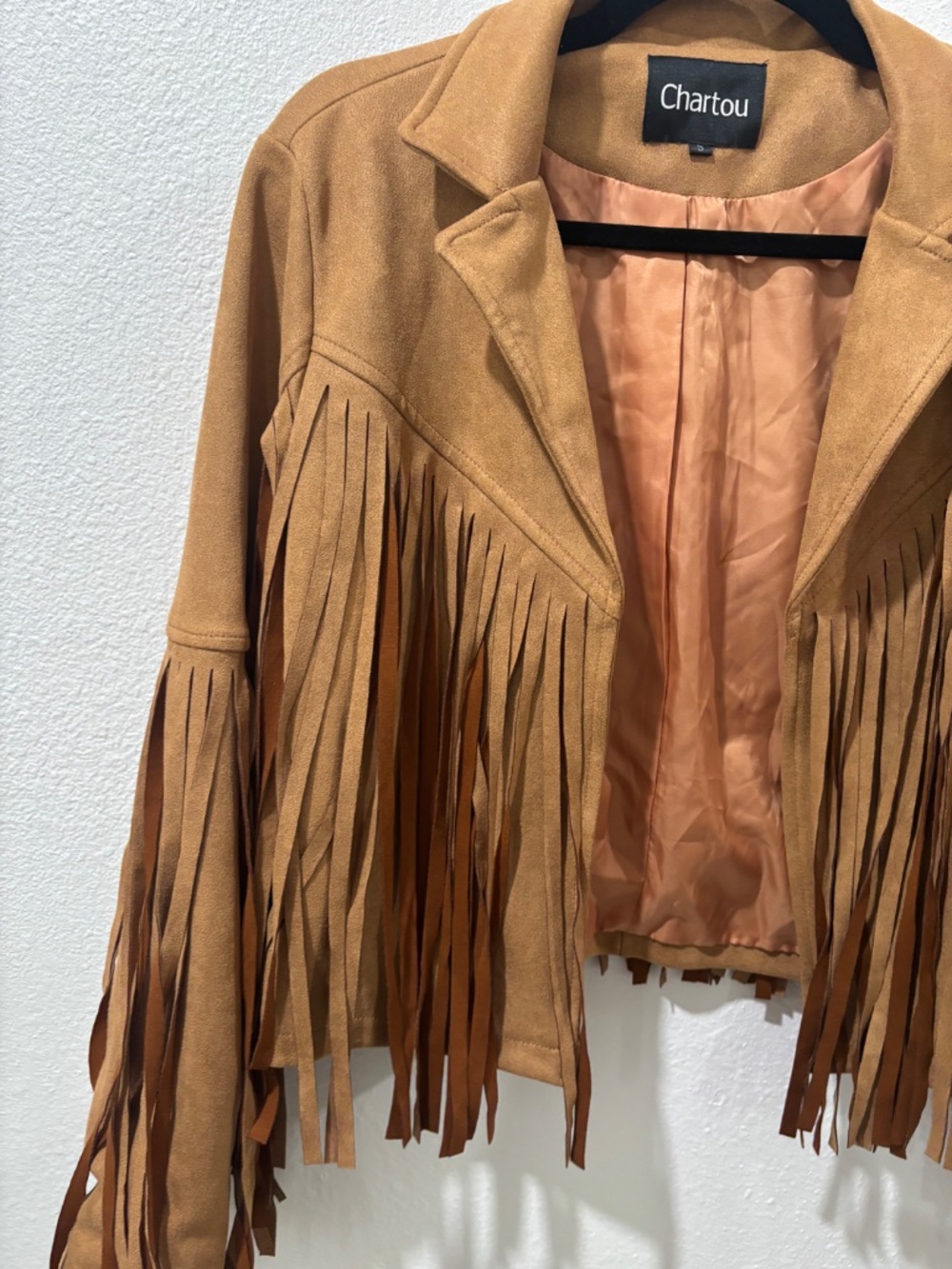 Chartou Faux Suede Cropped Western Fringe Jacket Small/Medium Cowgirl Festival - Picture 5 of 10